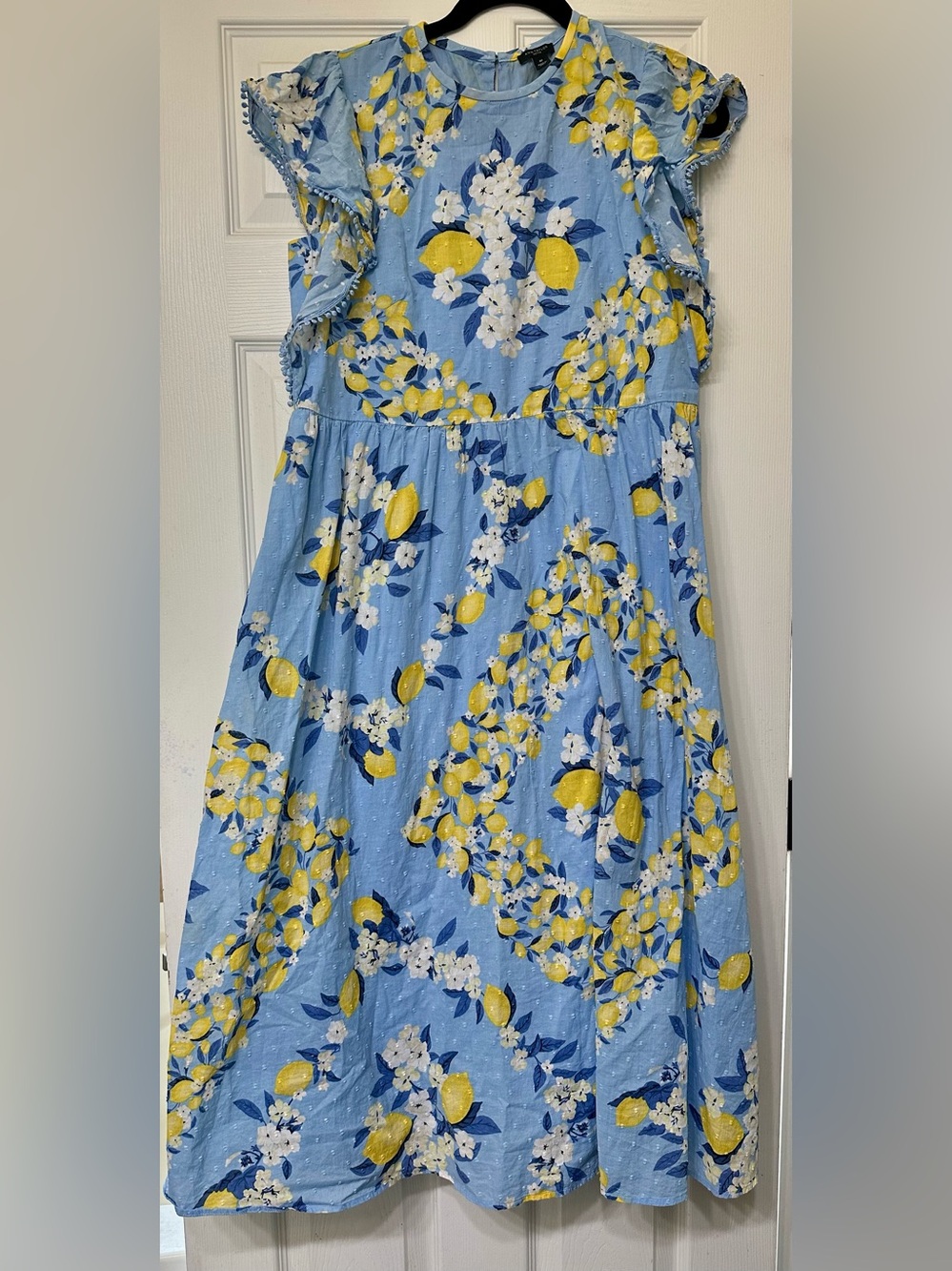 Ann Taylor Petite Light Blue/ Yellow Floral & Lemon 🍋 Print Dress Medium Petite